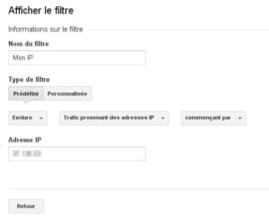 afficher filtre analytics